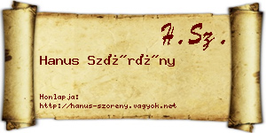 Hanus Szörény névjegykártya